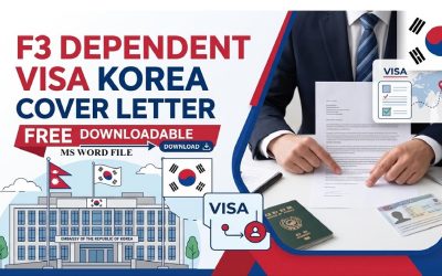 Downloads 6 Free editable F-3 Dependent visa cover letter sample for Korean Embassy in Nepal