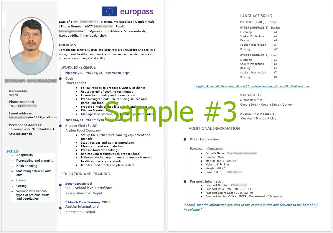 Downloads 1 Europass cv in kathmandu