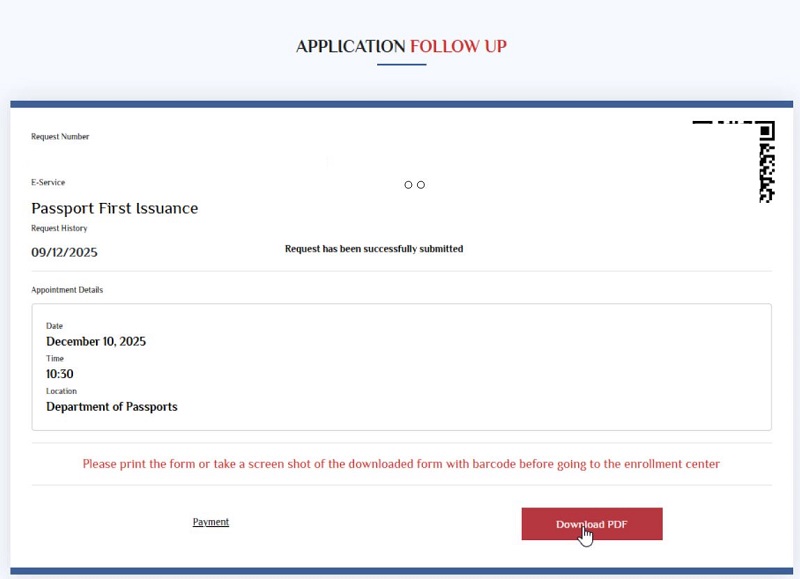 download e Passport appointment pdf 